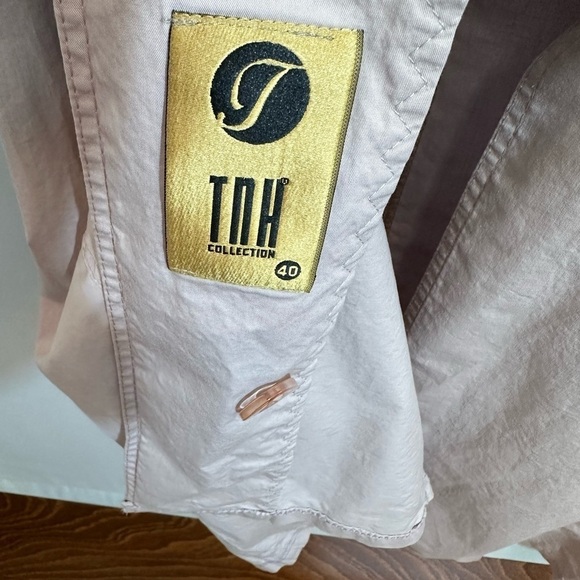 TNH Collection Womens Trench Coat Size 40 M Vintage Preppy Dusty Rose Minimalist - Picture 6 of 16